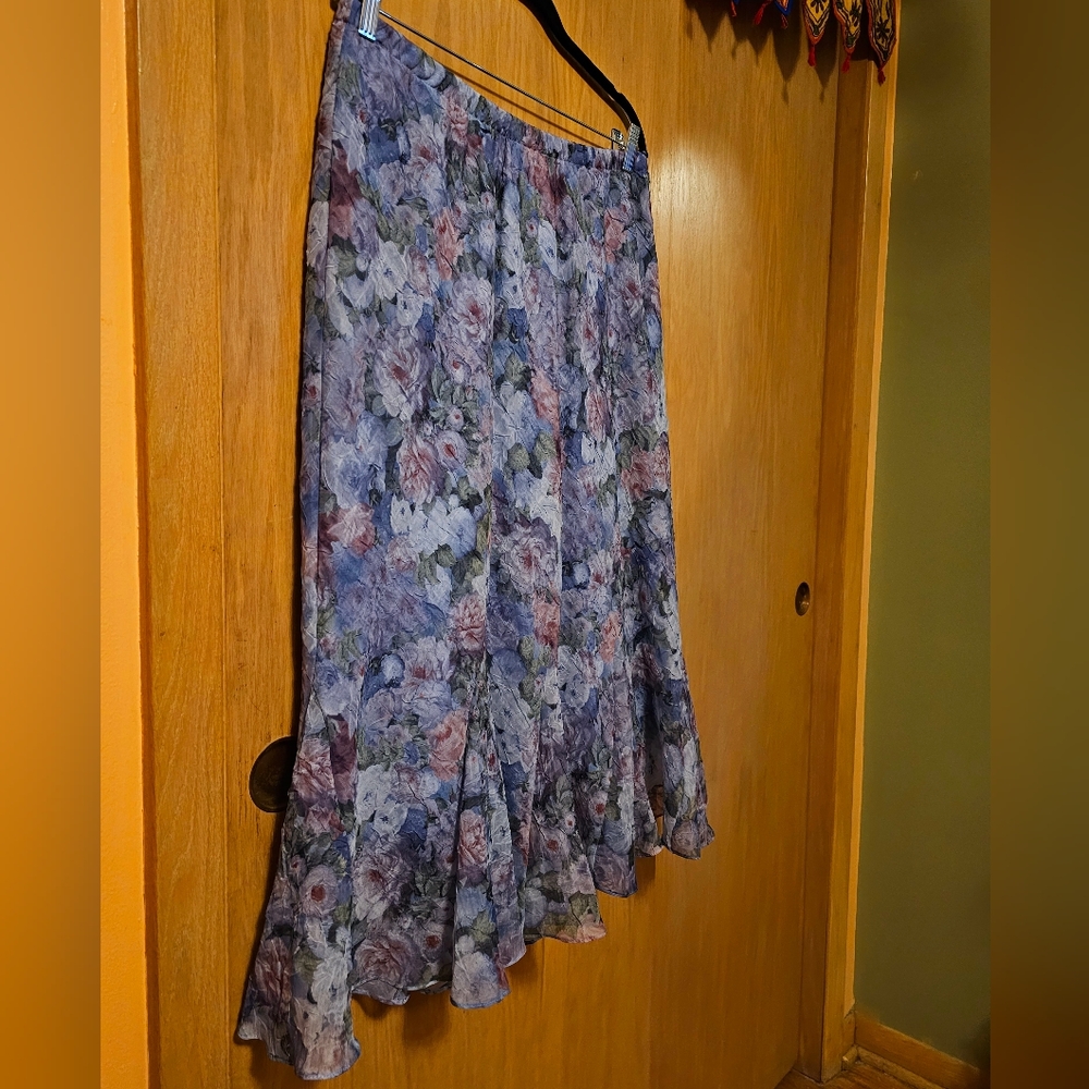 Vintage Ksl Floral Skirt Plus Size Lavender
